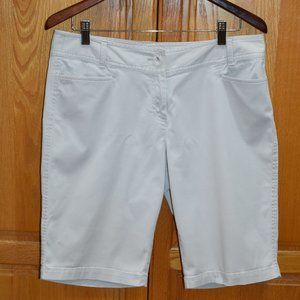 J Jill Women's Long Bermuda Shorts Size 12 Cotton Blend Stretch Beige